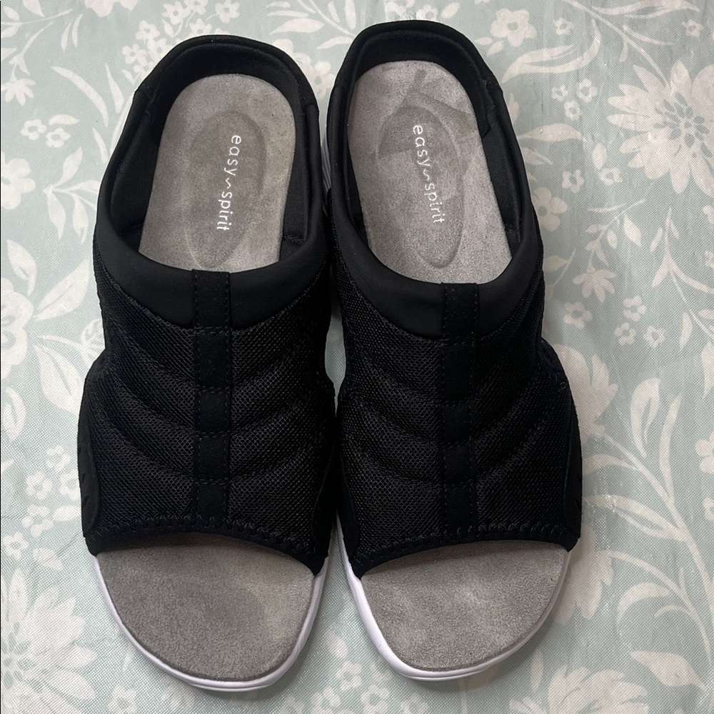 Easy Spirit Women's Black and Gray Slide Sandals Size 8.5 M